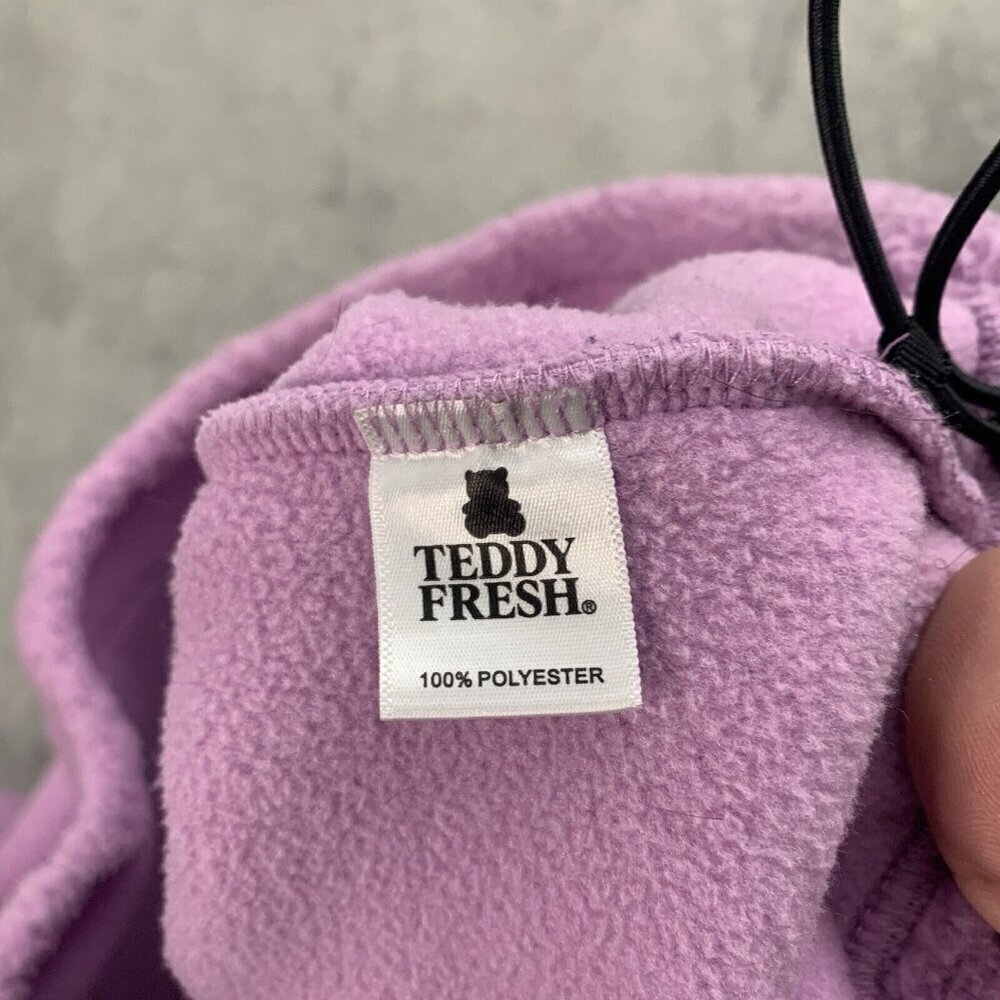 Teddy Fresh Hoodie Womens XS Pink Caterpillar Polar Fleece Pullover Sweatshirt - Picture 8 of 11